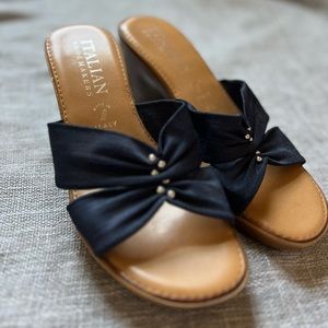 Italian Shoemaker Navy Wedges with beaded Detail, 8.5